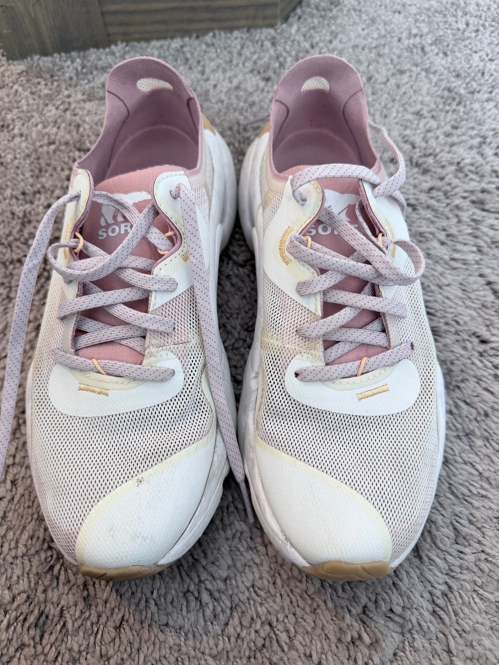 Sorel Women's Pink and White Mesh Lace-Up Athletic Sneakers